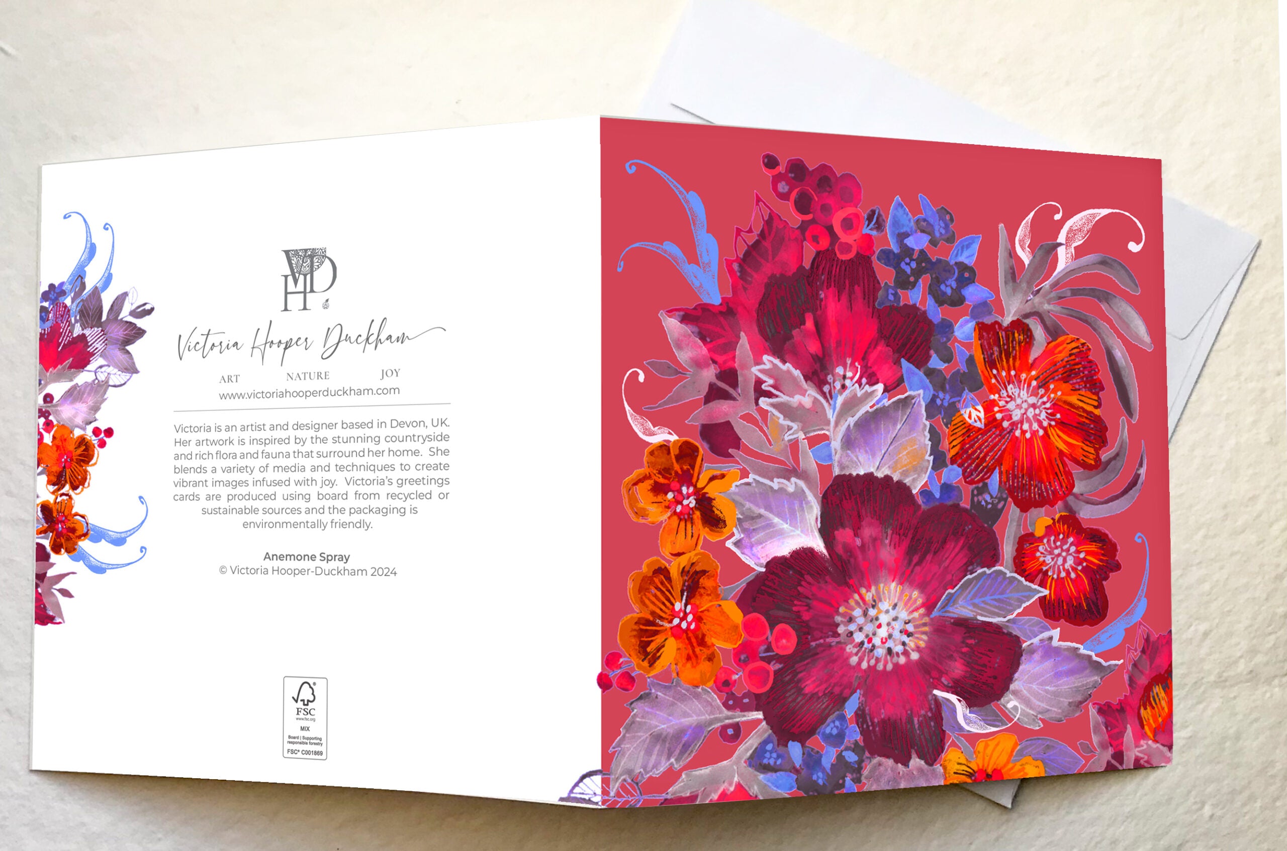 Greetings Card - "Anemone Spray"