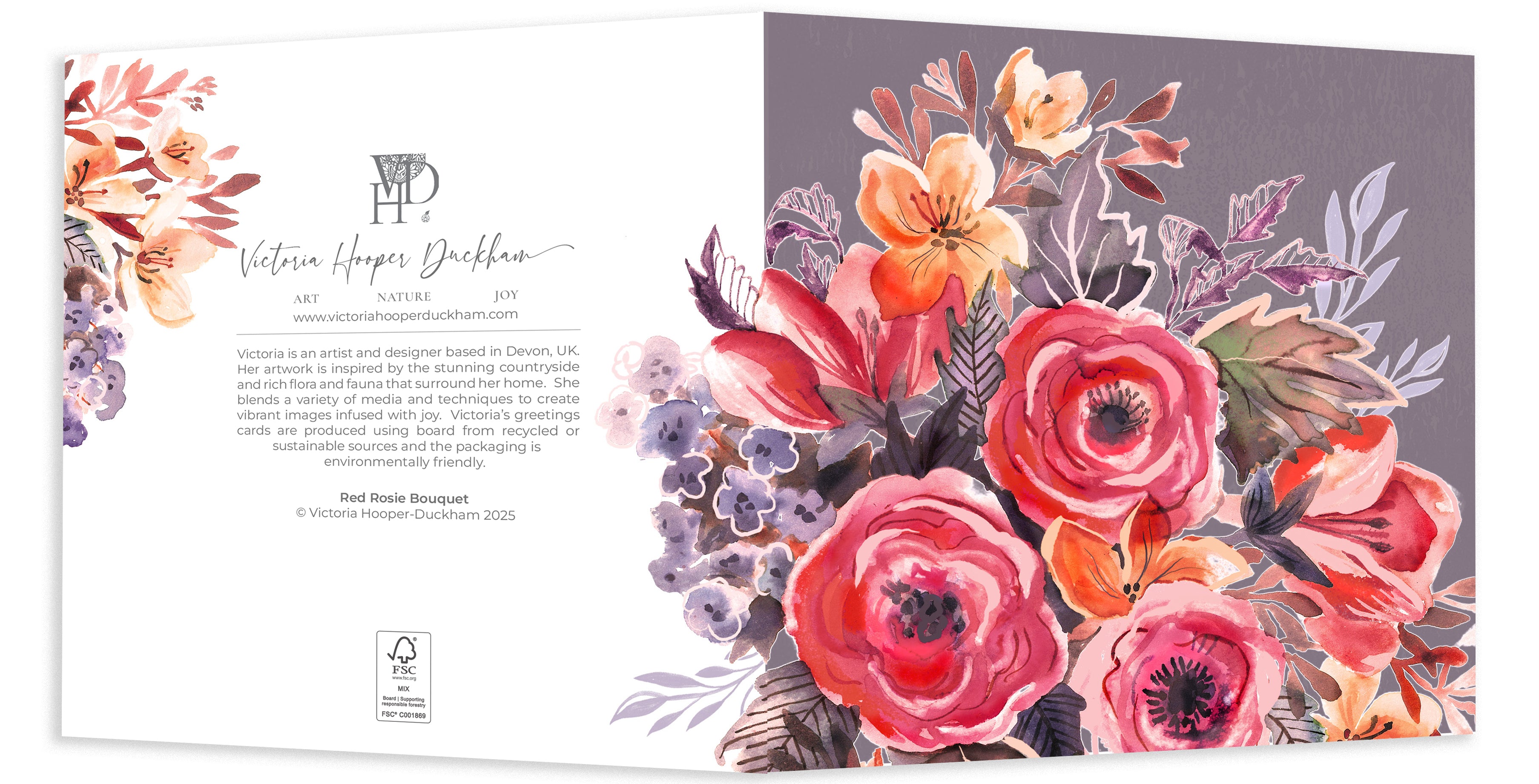 Greetings Card - "Red Rosie Bouquet"