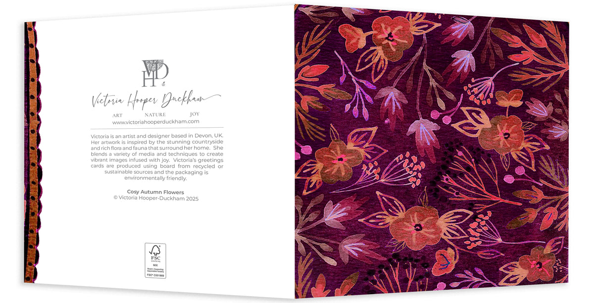 Greetings Card - "Cosy Autumn Flowers"