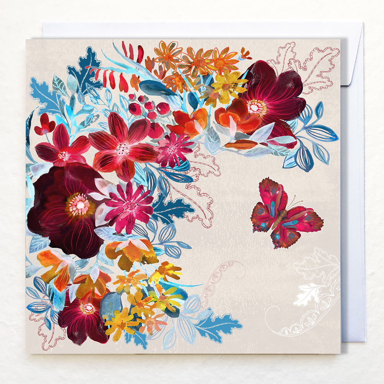 Greetings Card - "Burgundy Clematis"