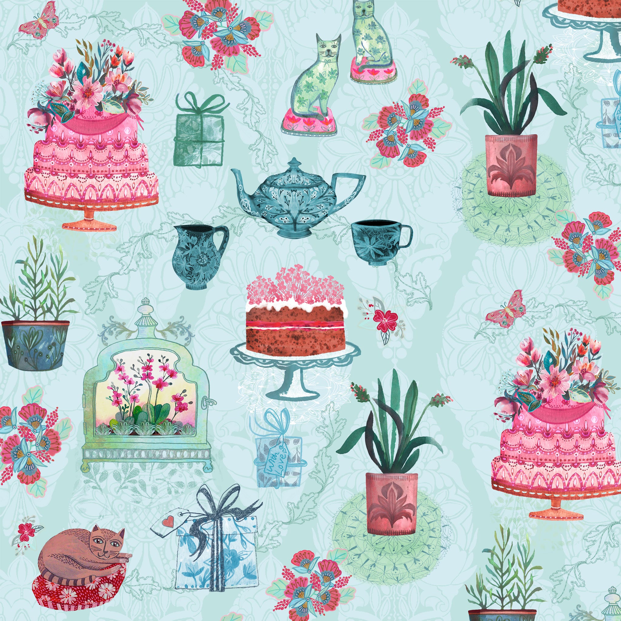 Gift Wrap -"Cakes and Cats"