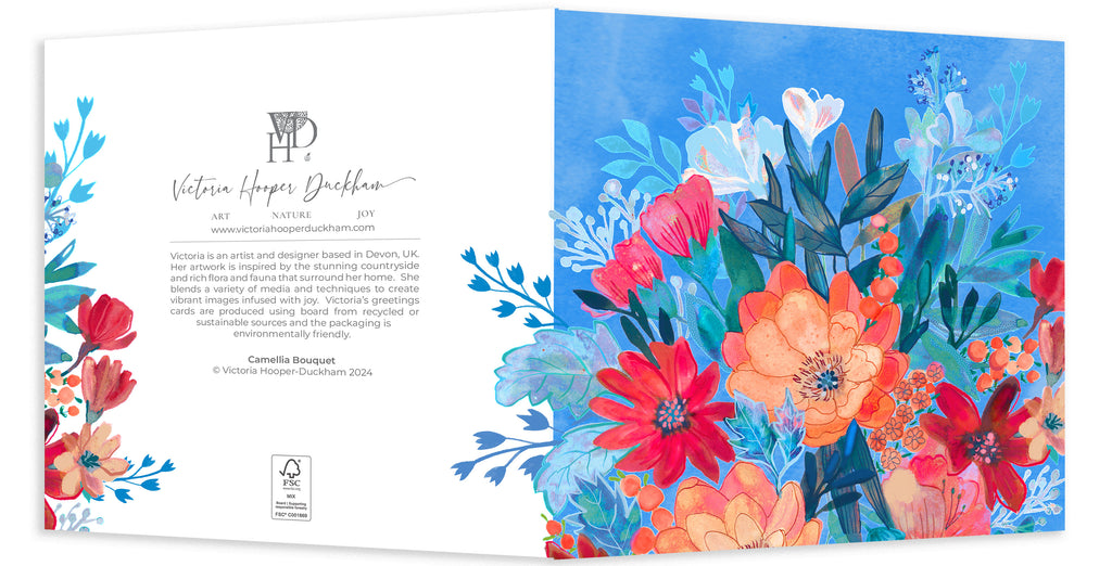 Greetings Card - "Camellia Bouquet"