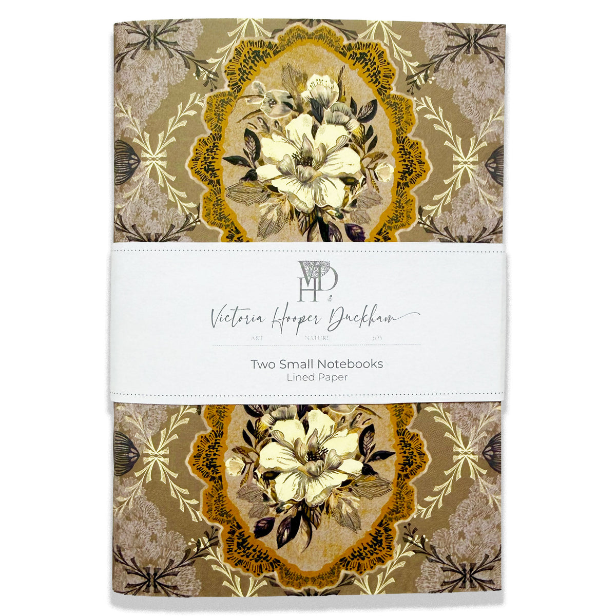 Small Notebooks - "Gold and Cream Camellia Spray" Two pack