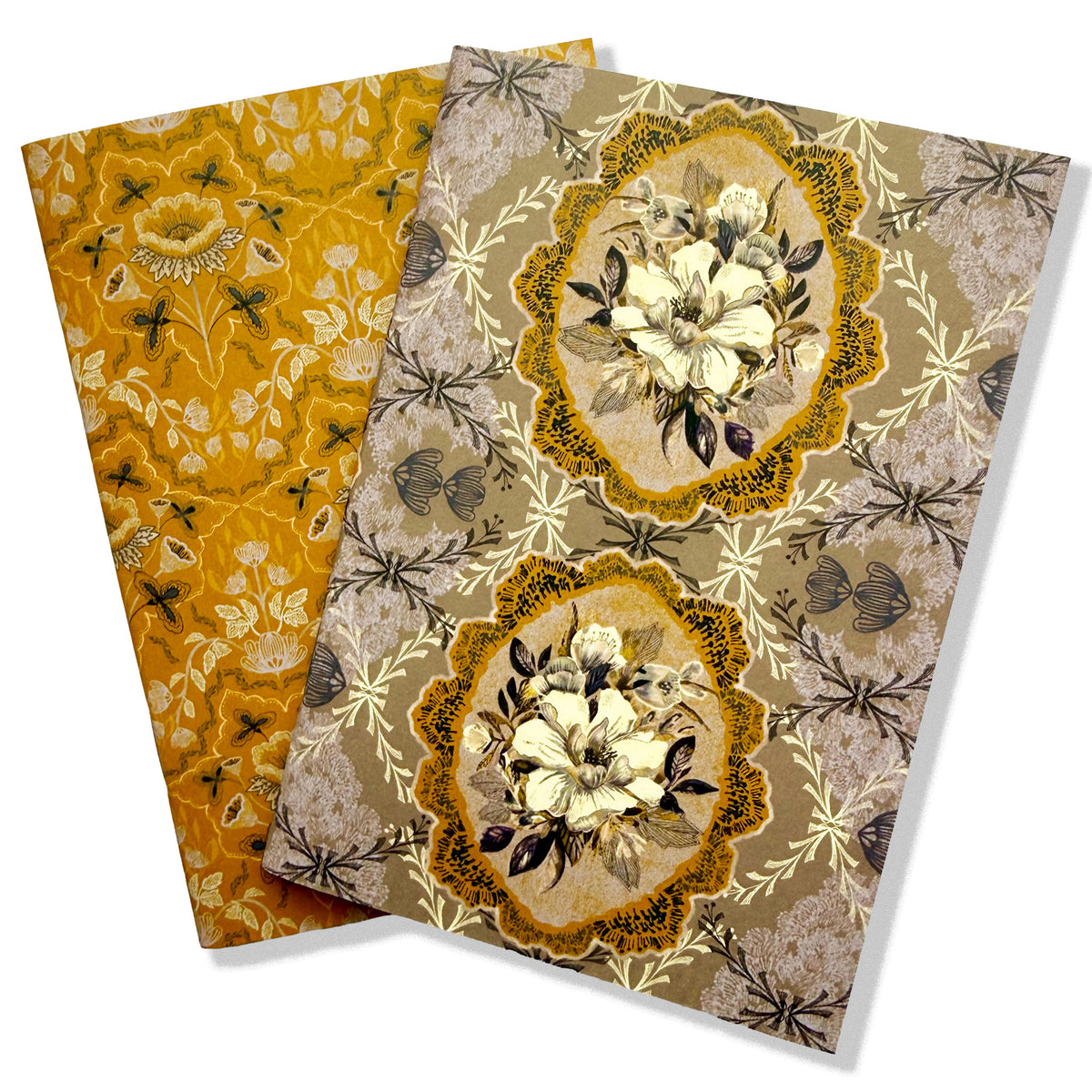Small Notebooks - "Gold and Cream Camellia Spray" Two pack