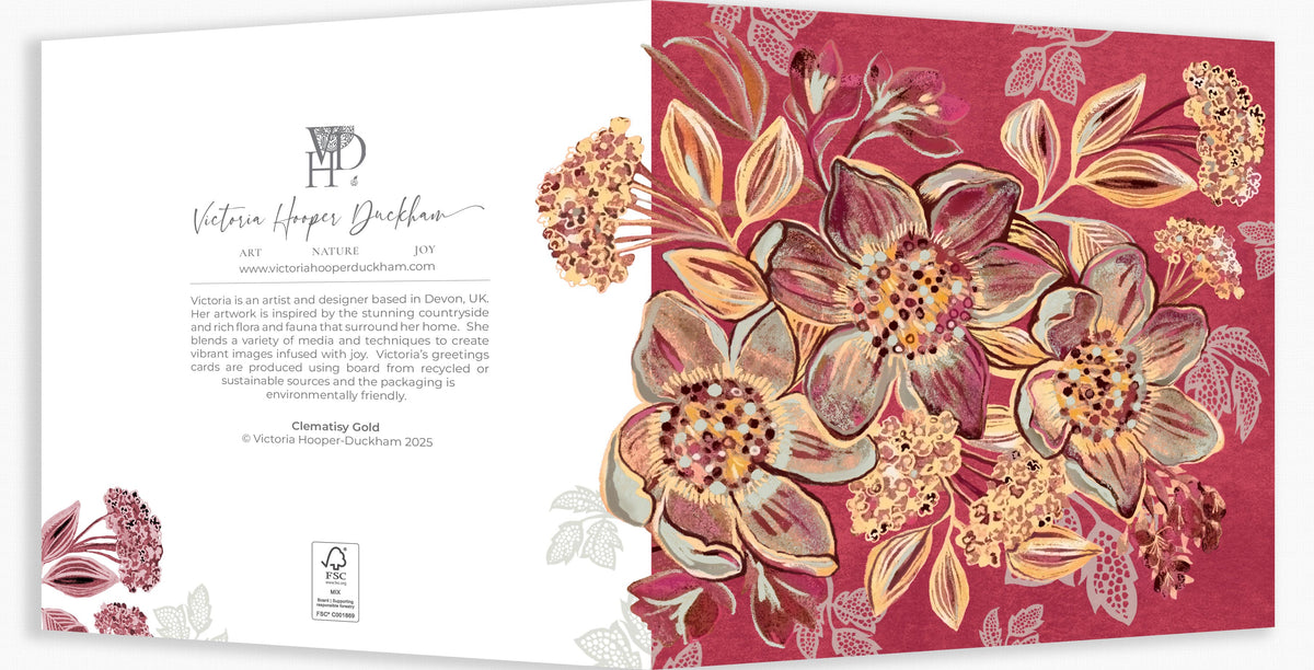 Greetings Card - "Clematisy Gold"