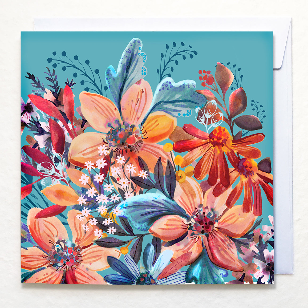 Greetings Card - "Dahlias"