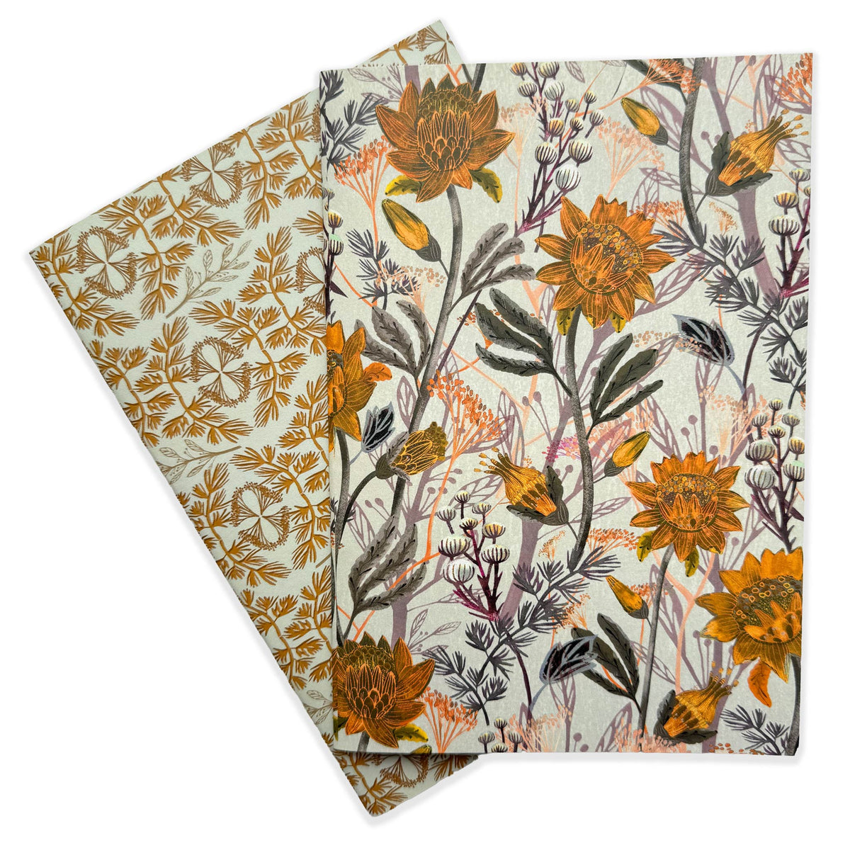 Medium Notebooks - "Gold Flowers" Two pack