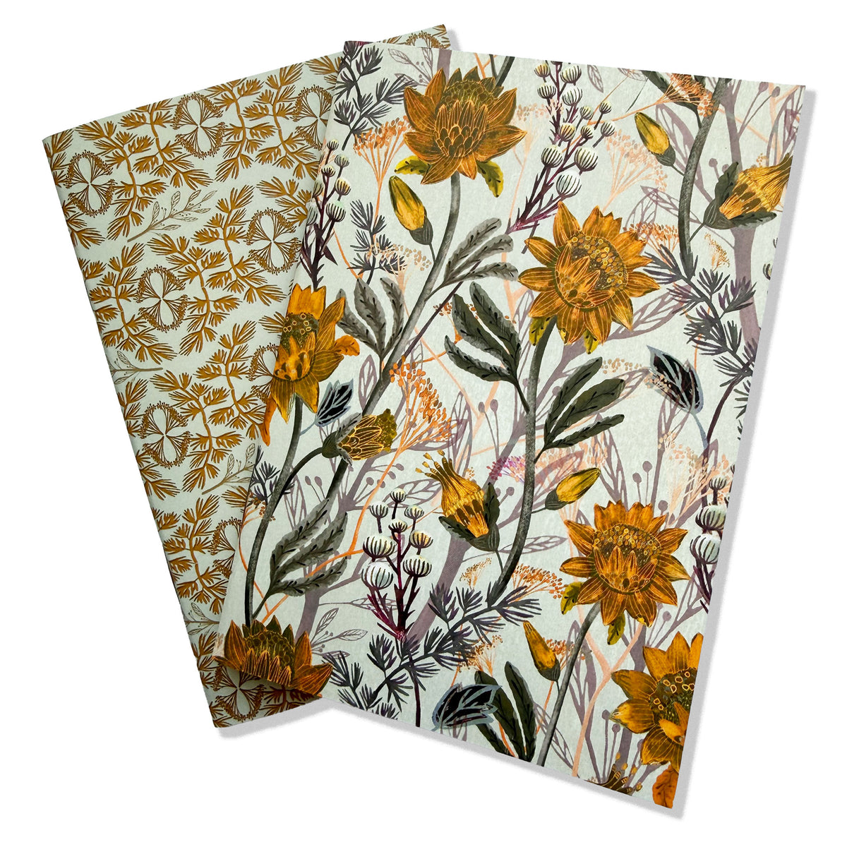 Small Notebooks - "Gold Lush Flowers" Two pack
