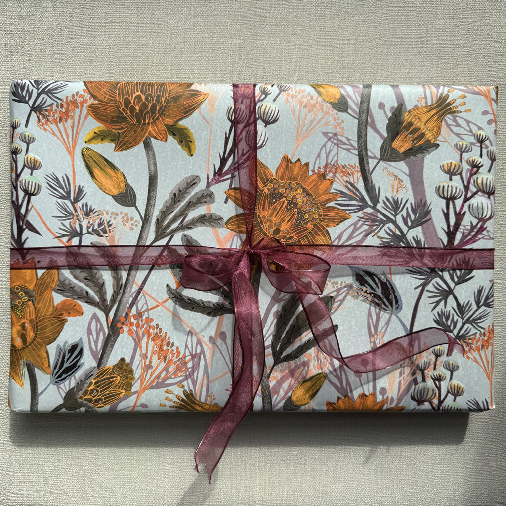Golden Flowers Gift Wrap