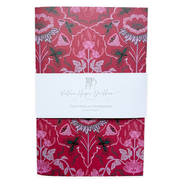 Medium Notebooks - "Lace Flowers" Two pack
