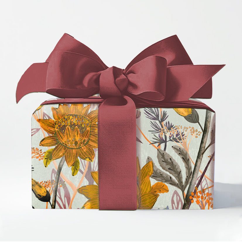 Golden Flowers Gift Wrap
