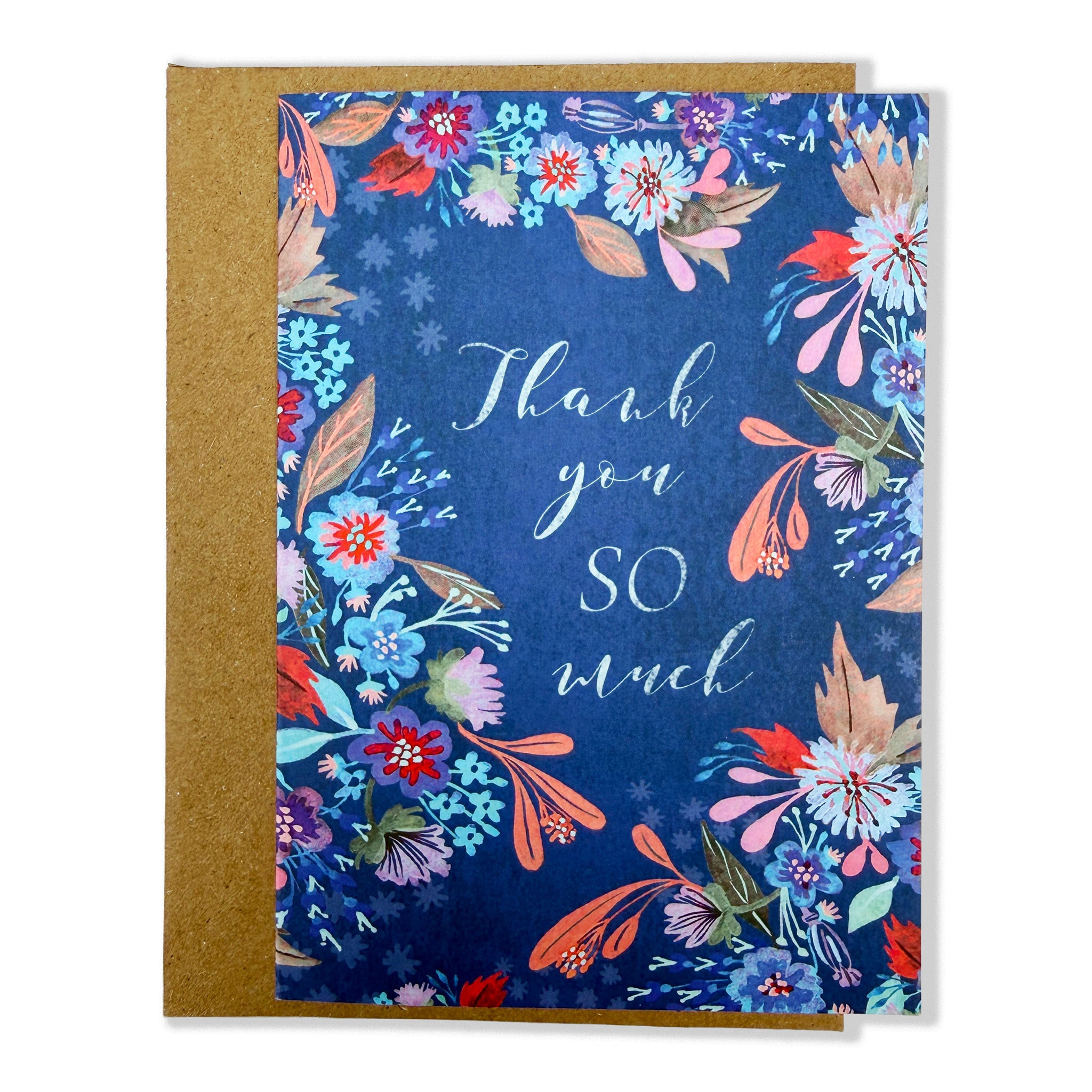 Greetings Card - "Folk Flowers Thank you SO Much"