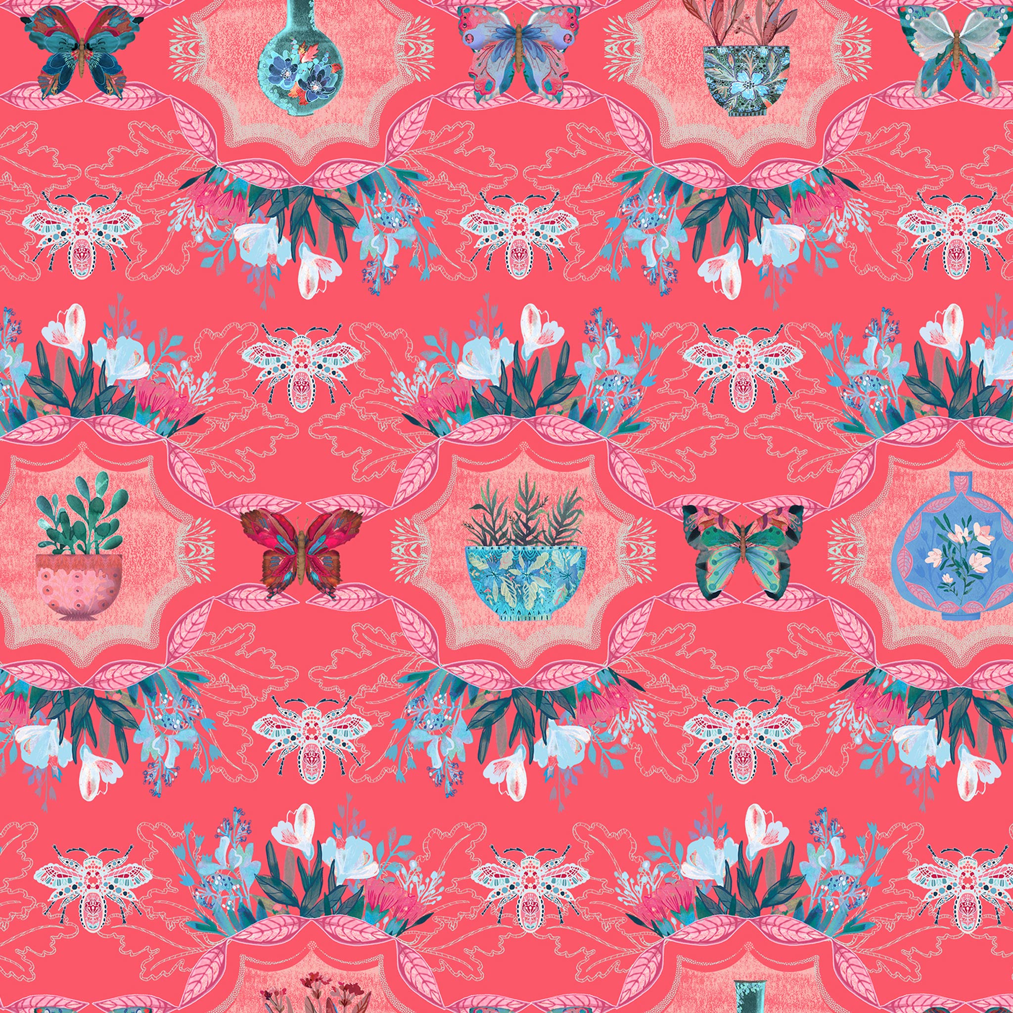 Gift Wrap - Vase, Butterfly and Bug